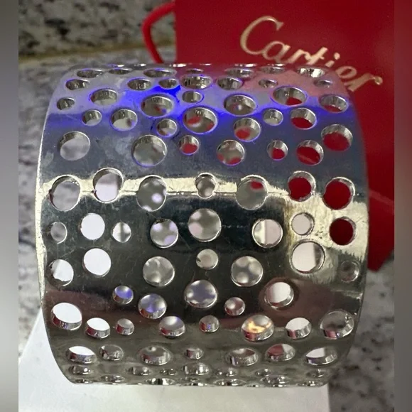 Vintage Silver Plated Cutout Wide Bangle Bracelet - Picture 4 of 5